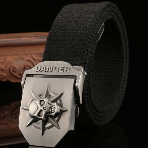 Thickened and lengthened canvas belt for young men and women, simple and versatile black belt BU26-P10