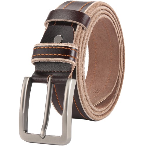 Men's belt genuine leather pin buckle cowhide casual pants belt trendy Korean student retro belt KC5511-P55