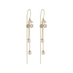 New Cherry Ear Line High-end Fairy Tassel Long Earrings Korean Style Temperament Internet Celebrity Versatile Pearl Earrings for Women