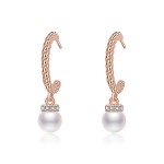 Japanese and Korean fashion pearl earrings for women with diamond-plated 18K gold earrings Internet celebrity new trendy temperament long earrings