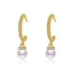 Japanese and Korean fashion pearl earrings for women with diamond-plated 18K gold earrings Internet celebrity new trendy temperament long earrings