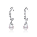 Japanese and Korean fashion pearl earrings for women with diamond-plated 18K gold earrings Internet celebrity new trendy temperament long earrings