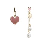 S925 silver needle Korean style asymmetrical heart pearl earrings for women sweet and fresh love earrings