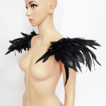 Unisex retro black feather epaulets Gothic dress wings shawl multifunctional short stage performance outfit