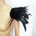 Unisex retro black feather epaulets Gothic dress wings shawl multifunctional short stage performance outfit