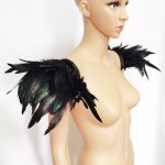 Unisex retro black feather epaulets Gothic dress wings shawl multifunctional short stage performance outfit