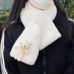 Bear scarf Korean style winter new thickened warm cute cartoon girl versatile cross white plush scarf