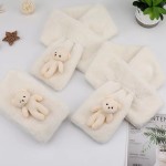 Bear scarf Korean style winter new thickened warm cute cartoon girl versatile cross white plush scarf