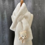 Bear scarf Korean style winter new thickened warm cute cartoon girl versatile cross white plush scarf