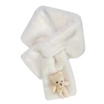 Bear scarf Korean style winter new thickened warm cute cartoon girl versatile cross white plush scarf