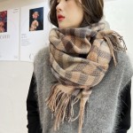 2023 new thickened scarf Korean version sweet and warm imitation cashmere scarf plaid shawl neck scarf for women