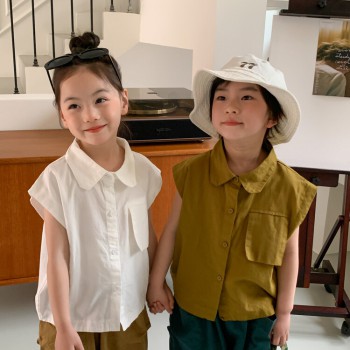 Xiaodiaojia children's clothing&23408 sleeveless pocket shirt