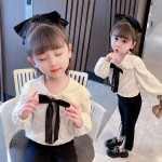 Kids Trendy Products&xh095-Black Bow Doll Collar Shirt