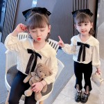 Kids Trendy Products&xh095-Black Bow Doll Collar Shirt