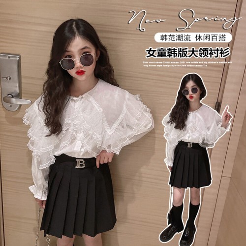 Yuconcong&679 big collar lace shirt