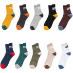 B218-W107-P25 Trendy Couple Men's and Women's Socks 10 Pairs Casual Striped Color Matching 2023 Autumn and Winter New