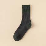 Terry socks men's mid-calf socks winter polyester-cotton plus velvet thickened warm sports trendy long-tube autumn and winter men's growth socks