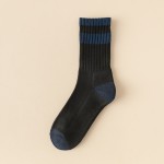 Terry socks men's mid-calf socks winter polyester-cotton plus velvet thickened warm sports trendy long-tube autumn and winter men's growth socks