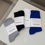 B218-W130-P26 Japanese fashion men's solid color casual cotton socks mid-length striped socks 2023