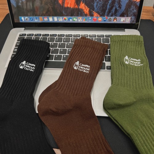 B218-W124-P26 retro trendy neutral style workwear camping oil lamp embroidered mid-tube socks for men and women